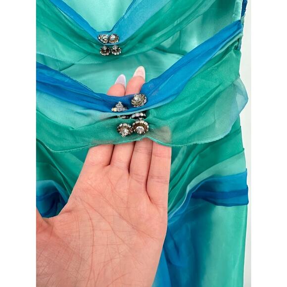 Vintage Cache Sweetheart Backless Jewel Formal Maxi Prom Dress Y2K Fairy Size 10 - Picture 7 of 11